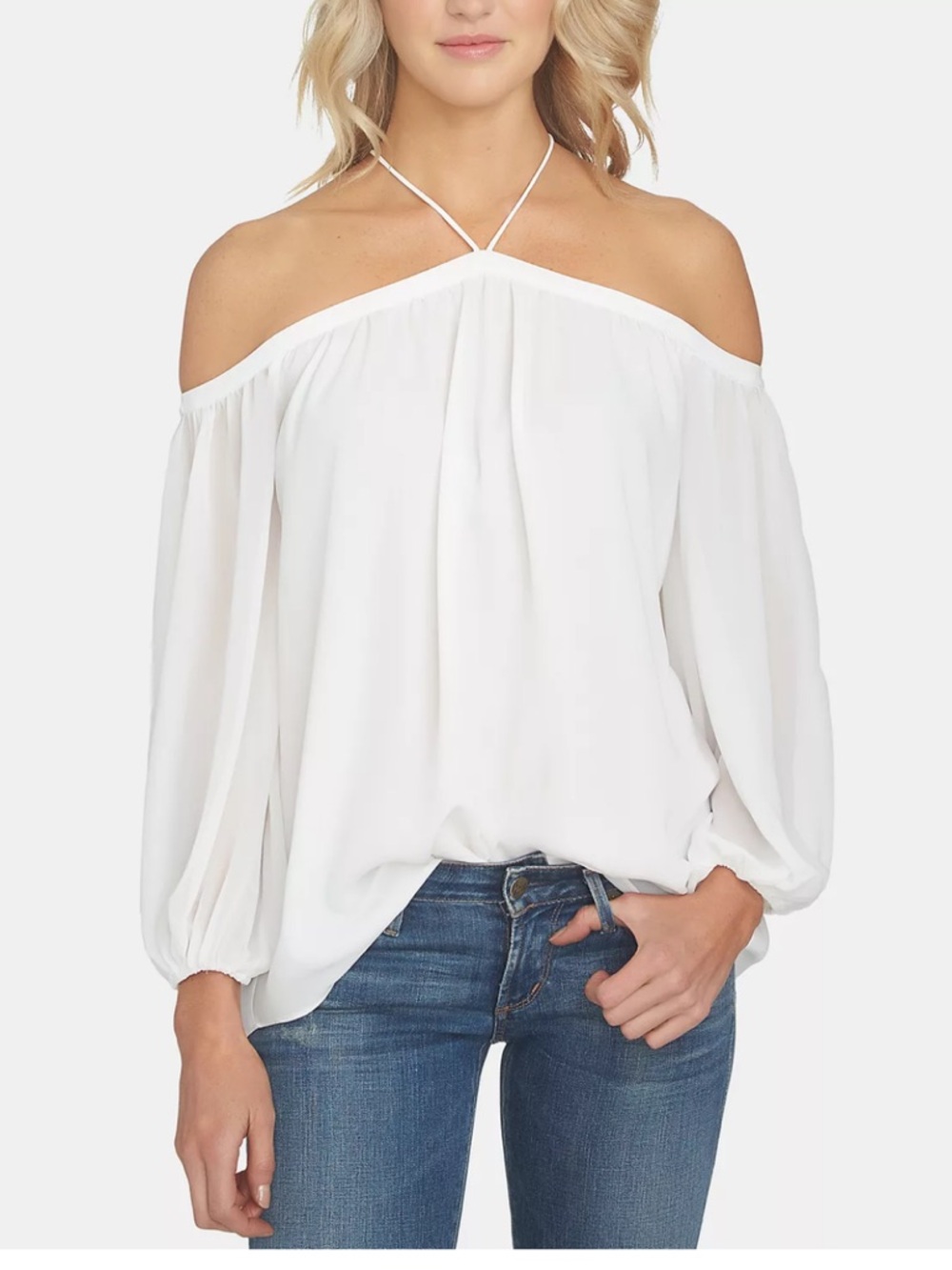 1.State Off The Shoulder Tiered Sleeve Top